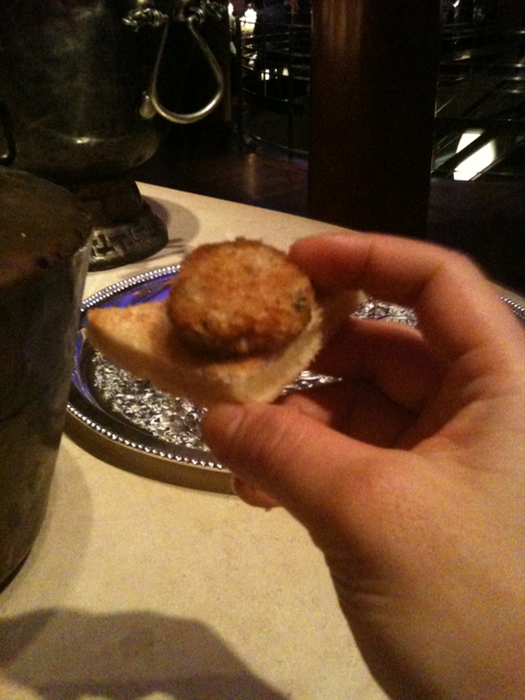 surviving on mini crab cakes
on grilled cheese &amp; wine. at least tonight there's a magician &amp; chocolate fountain! 